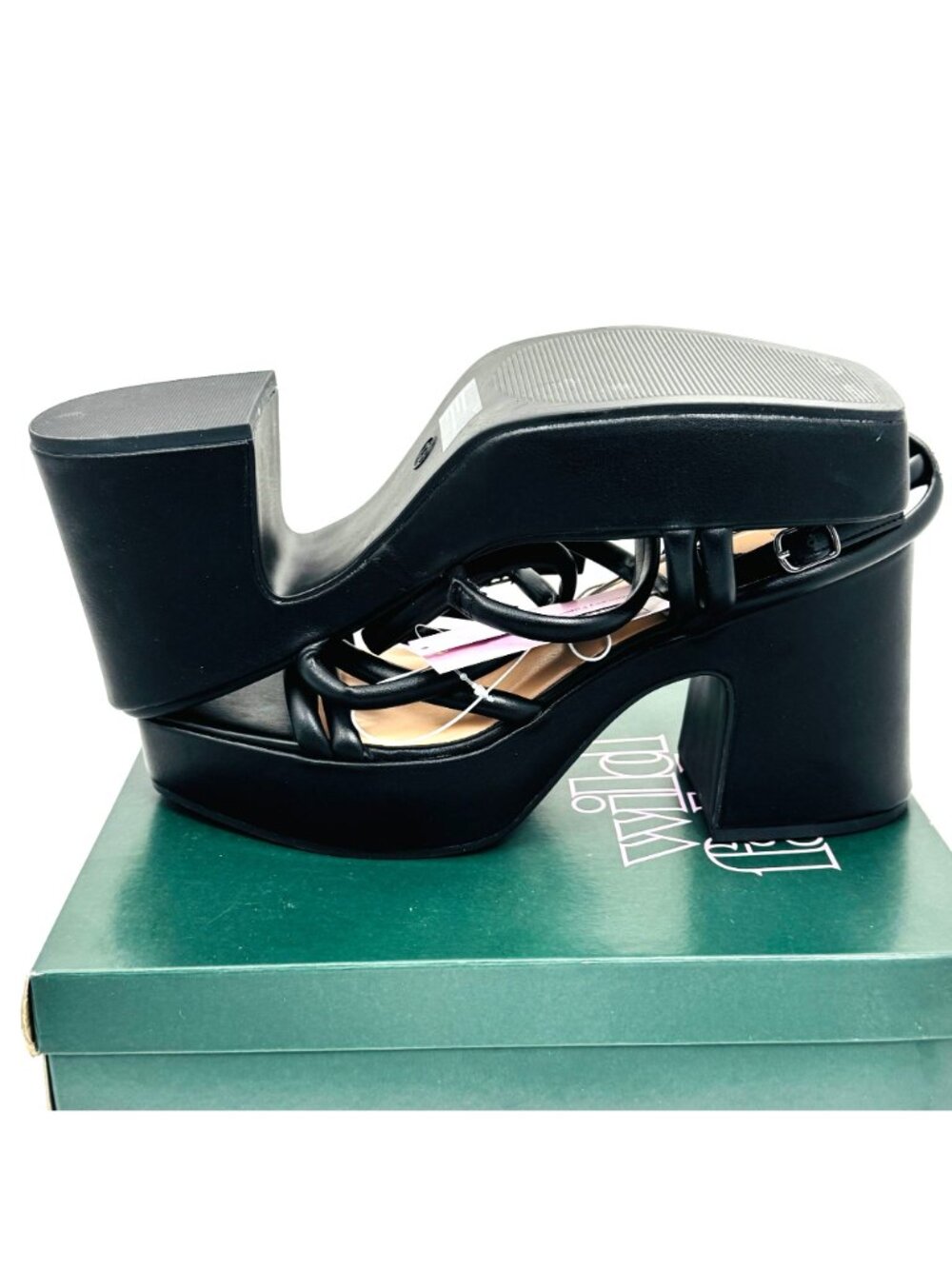 Wild Fable Womens Heels Size 13 Black Astro Memory Foam Strappy Platform 4" NWB - Picture 9 of 10